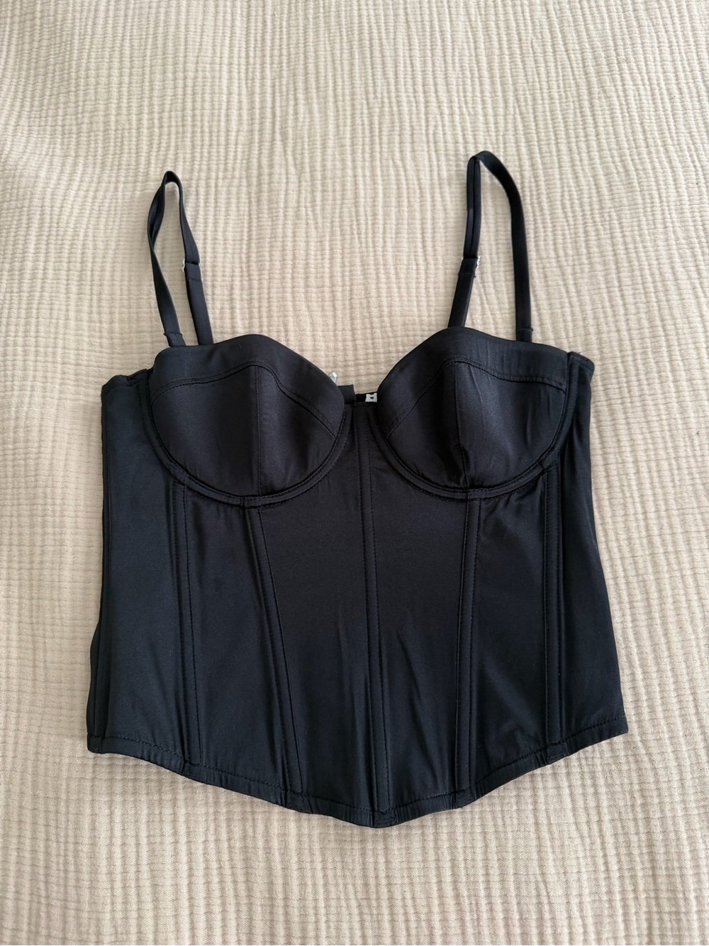 Fleur du Mal Black Zip-Front Bustier Camisole xs